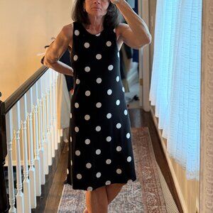 Lauren Ralph Lauren Black White Polka Dot Sleeveless A-Line Dress Size 6